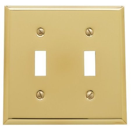 BALDWIN 4761.CD Beveled Edge Solid Brass Double Toggle Switchplate, Polished Brass 4761030CD